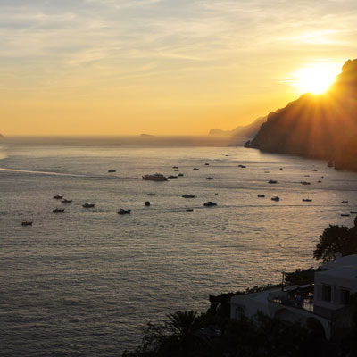 Sonnenuntergangsstimmung bei Positano